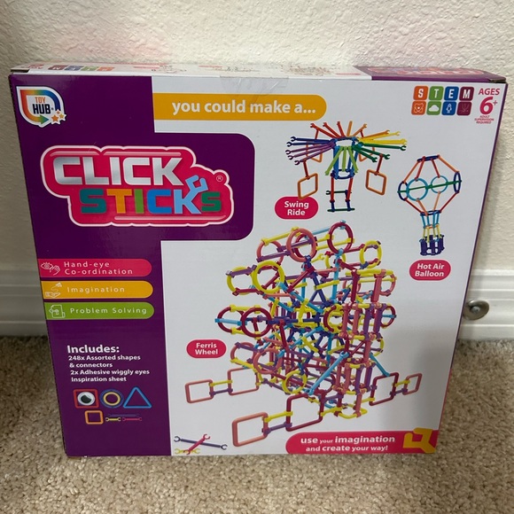 New and Sealed Kid’s Click Sticks STEM Build Kit Toy with 250 Pieces - Ages 6+ - Picture 1 of 2
